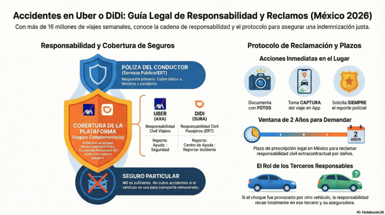 Accidentes de tránsito con Uber o DiDi en México: ¿Quién responde legalmente?